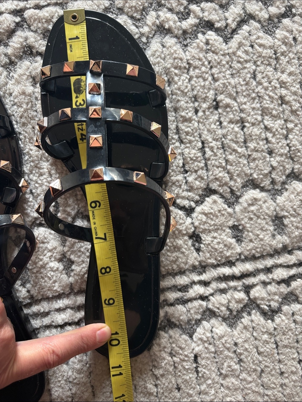 Black Studded Strappy Slide Sandals - Women's - Picture 3 of 4